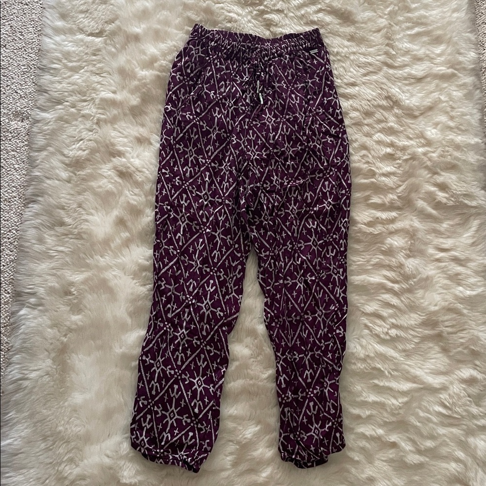 Roxy Womens Boho Pants Size extra Small xs purple tribal beach climb